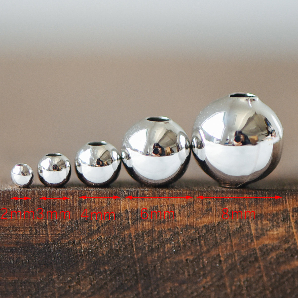 Gold/ Silver tone Smooth Round Spacer Beads, 2/ 3/ 4/ 6/ 7/ 8mm, Gold/ Rhodium plated Brass Spacers Wholesale, Lead Nickel Free (GB-019)